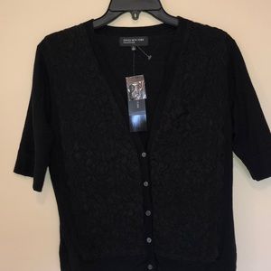 JONES NEW YORK SZ S lace and bead overlay sweater